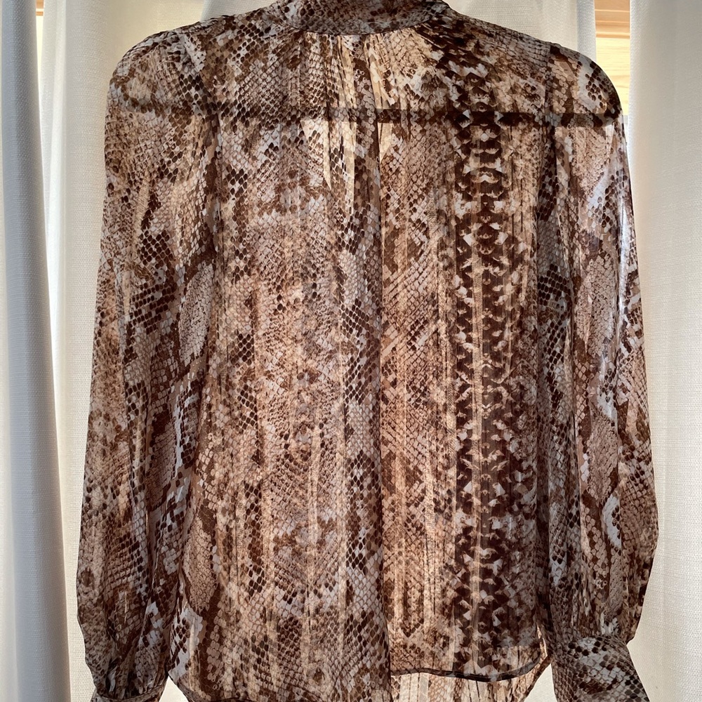 Mock Neck Snakeskin Blouse